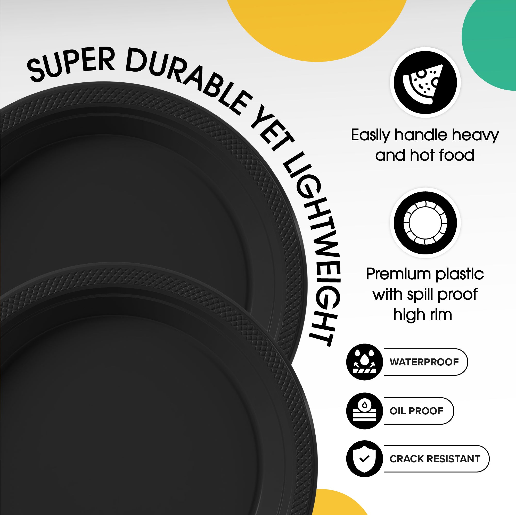 7 in. Black Plastic Plates | 20 Ct.