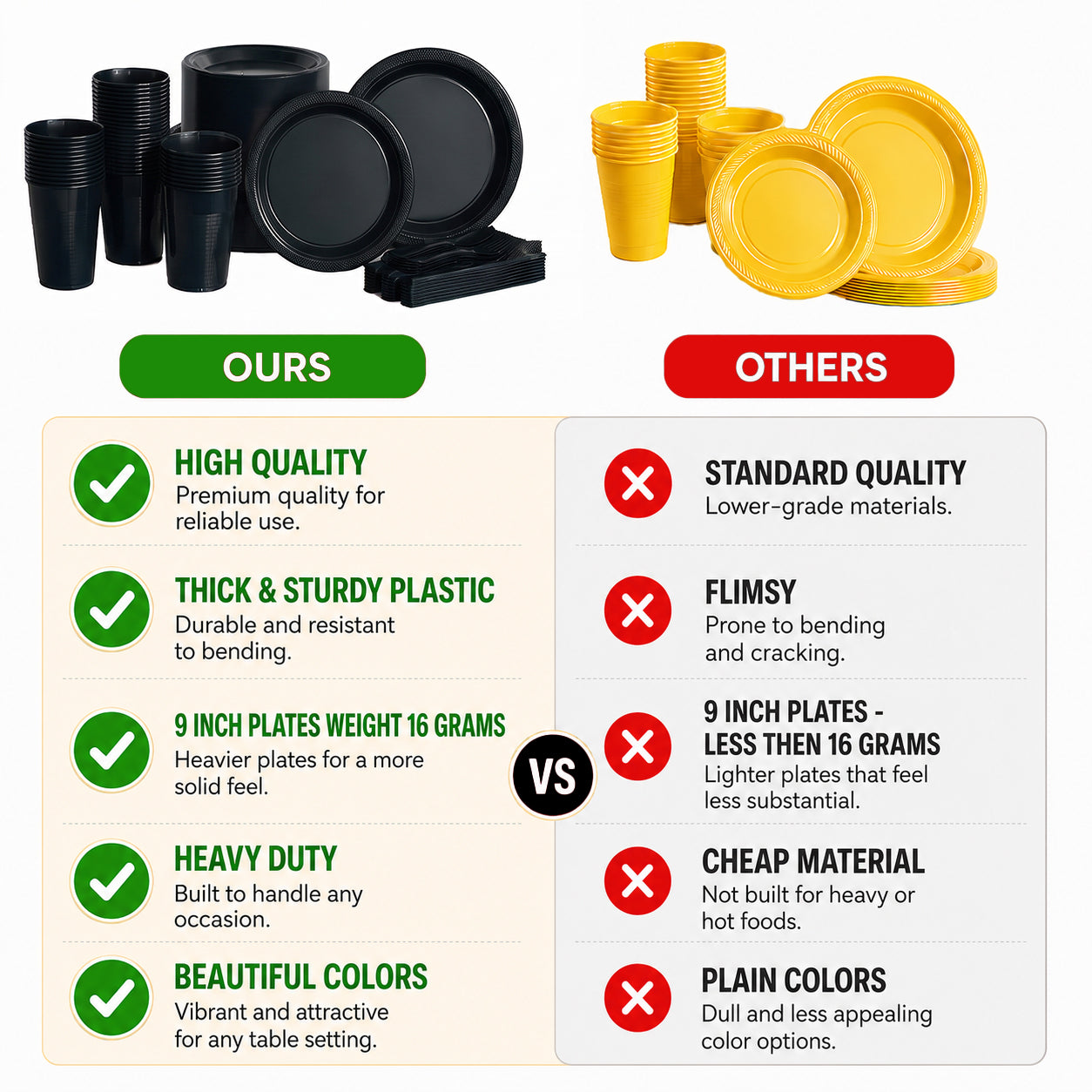 350 pcs disposable tableware set black