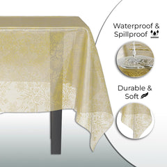 Gold Floral Plastic Table Cover | Case of 48