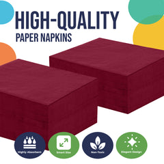 Burgundy Luncheon Napkins | 6.75 in. X 6.75 in. | 50 Count