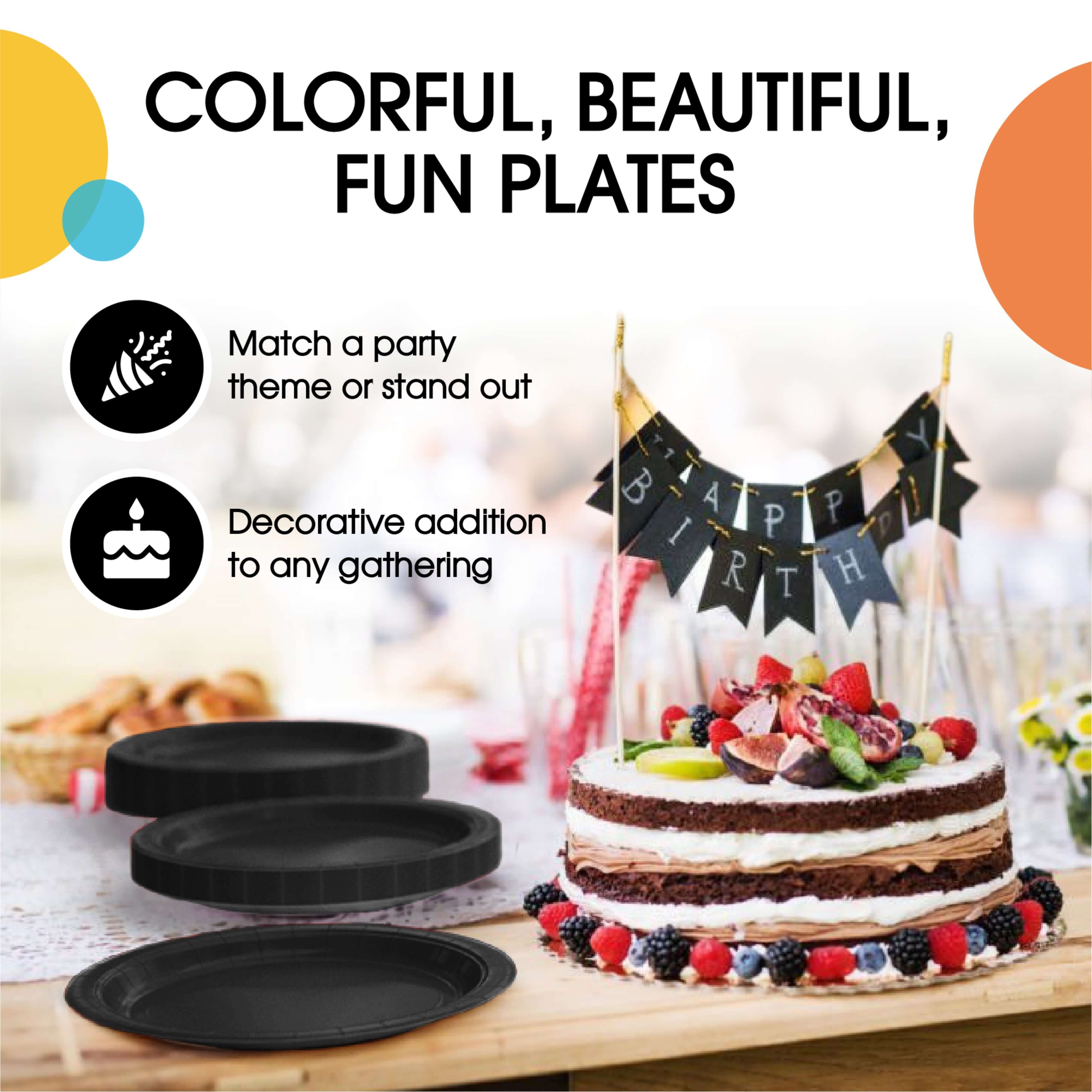 9 In. Black Paper Plates - 50 Ct.