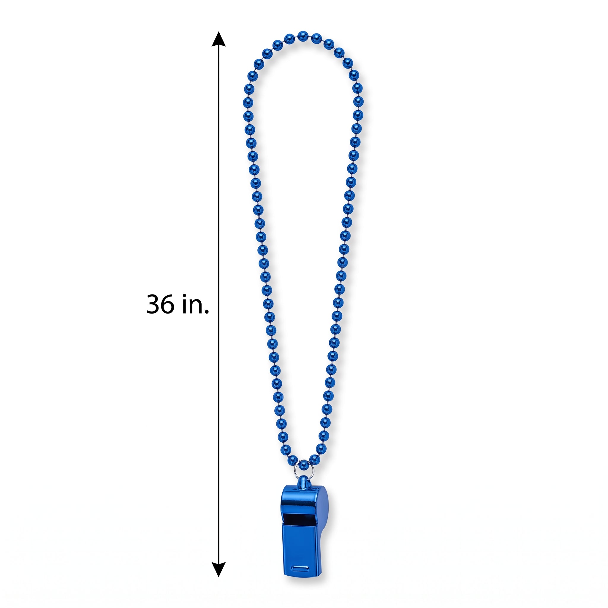Royal Blue Bead Necklace with Whistle - 36" Team Spirit Accessory