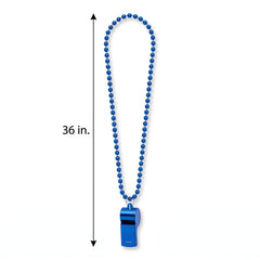 Royal Blue Bead Necklace with Whistle - 36" Team Spirit Accessory