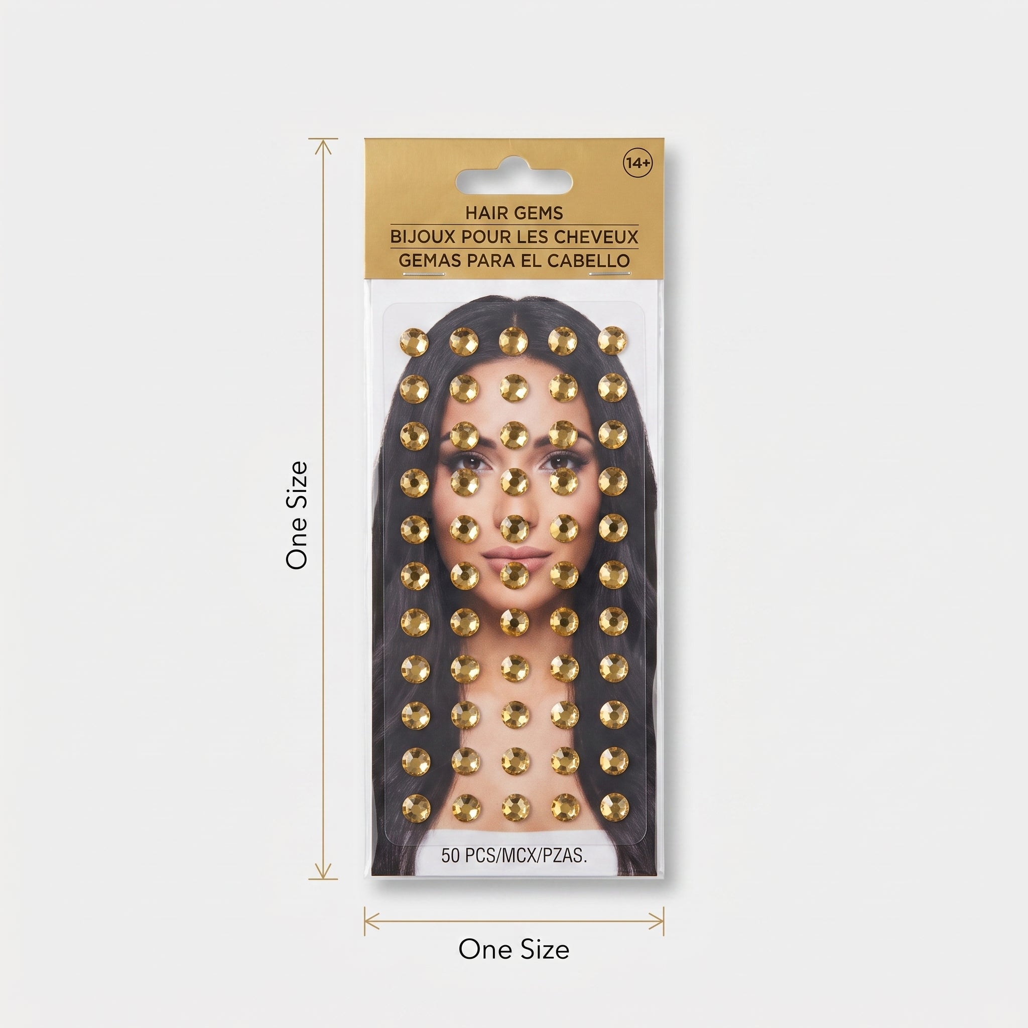 Sparkling Gold Hair Gems Set - 50 Pieces