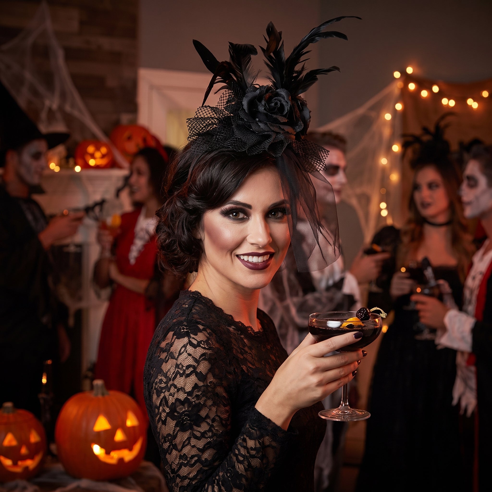 Deluxe Gothic Black Fascinator Headband