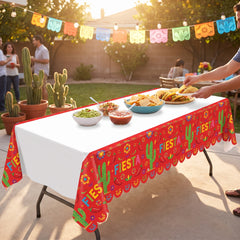 Vibrant Fiesta Paper Picado Table Cover - 54"x102" Plastic