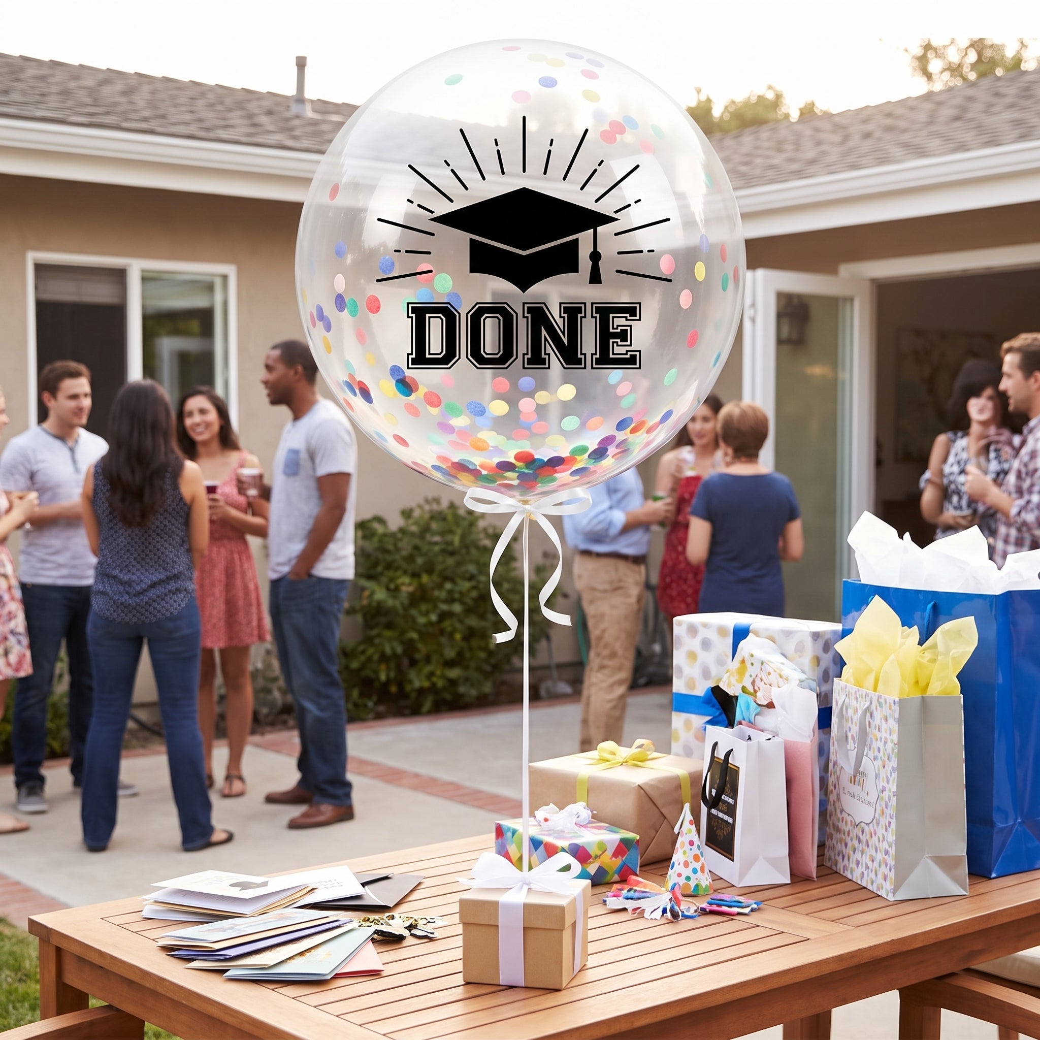 "Done" Graduation Confetti Latex Balloon - Multi-Coloured, 24-Inch