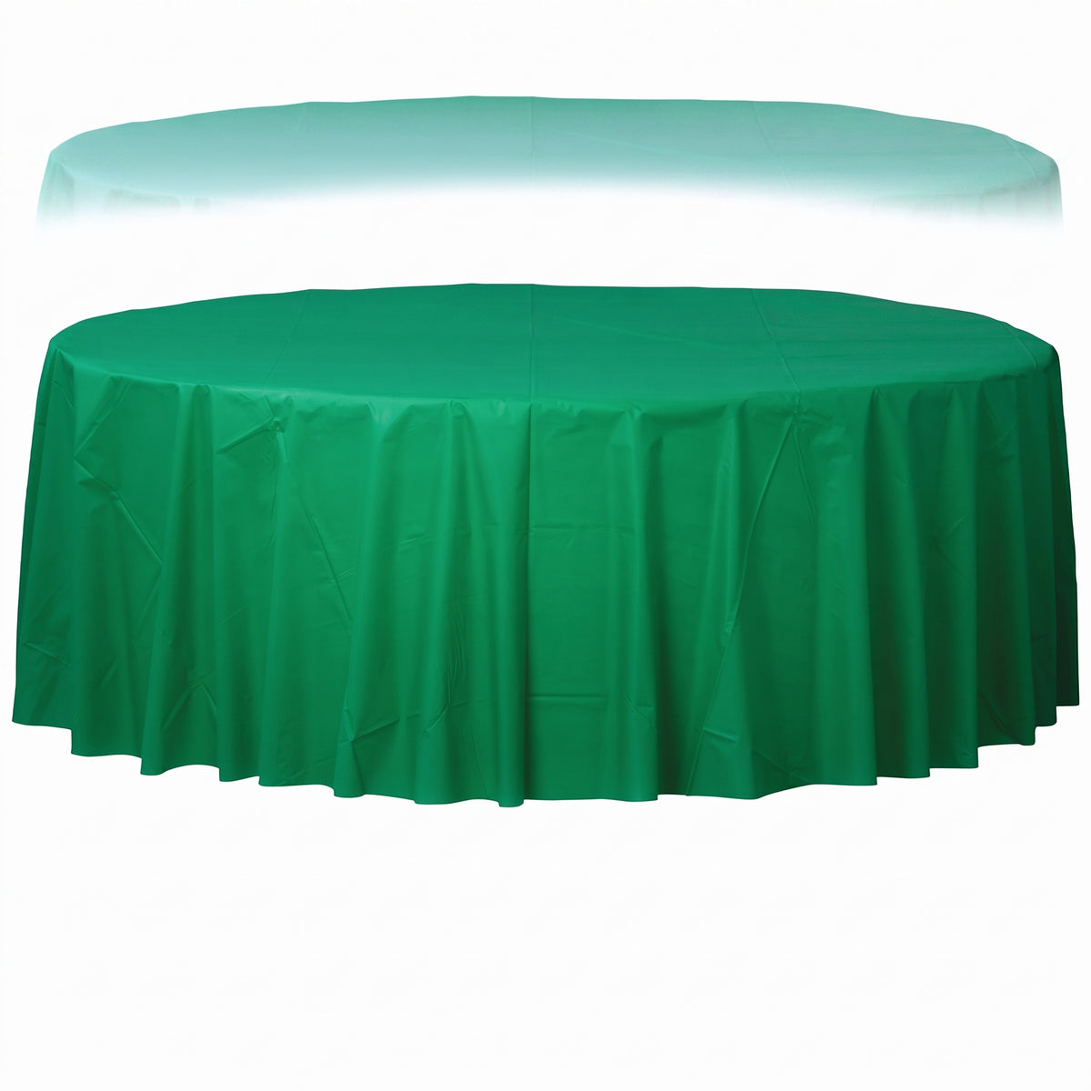 Festive Green Flannel Backed Round Table Cover - 84"