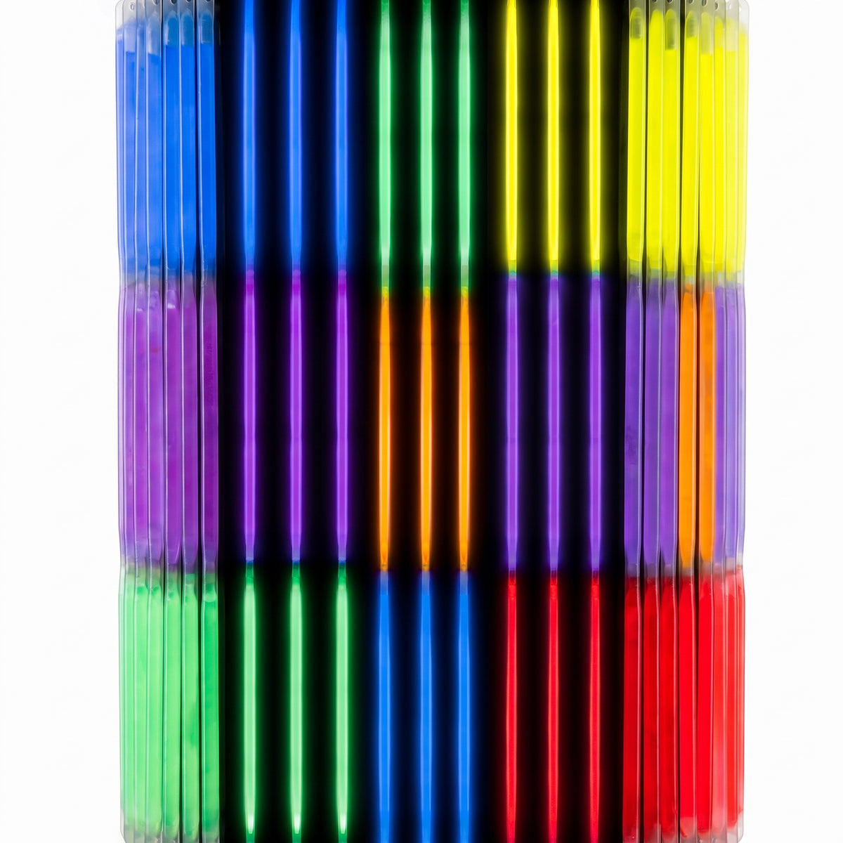 Tricolor 8-Inch Glow Stick Bracelets - 36 Pack