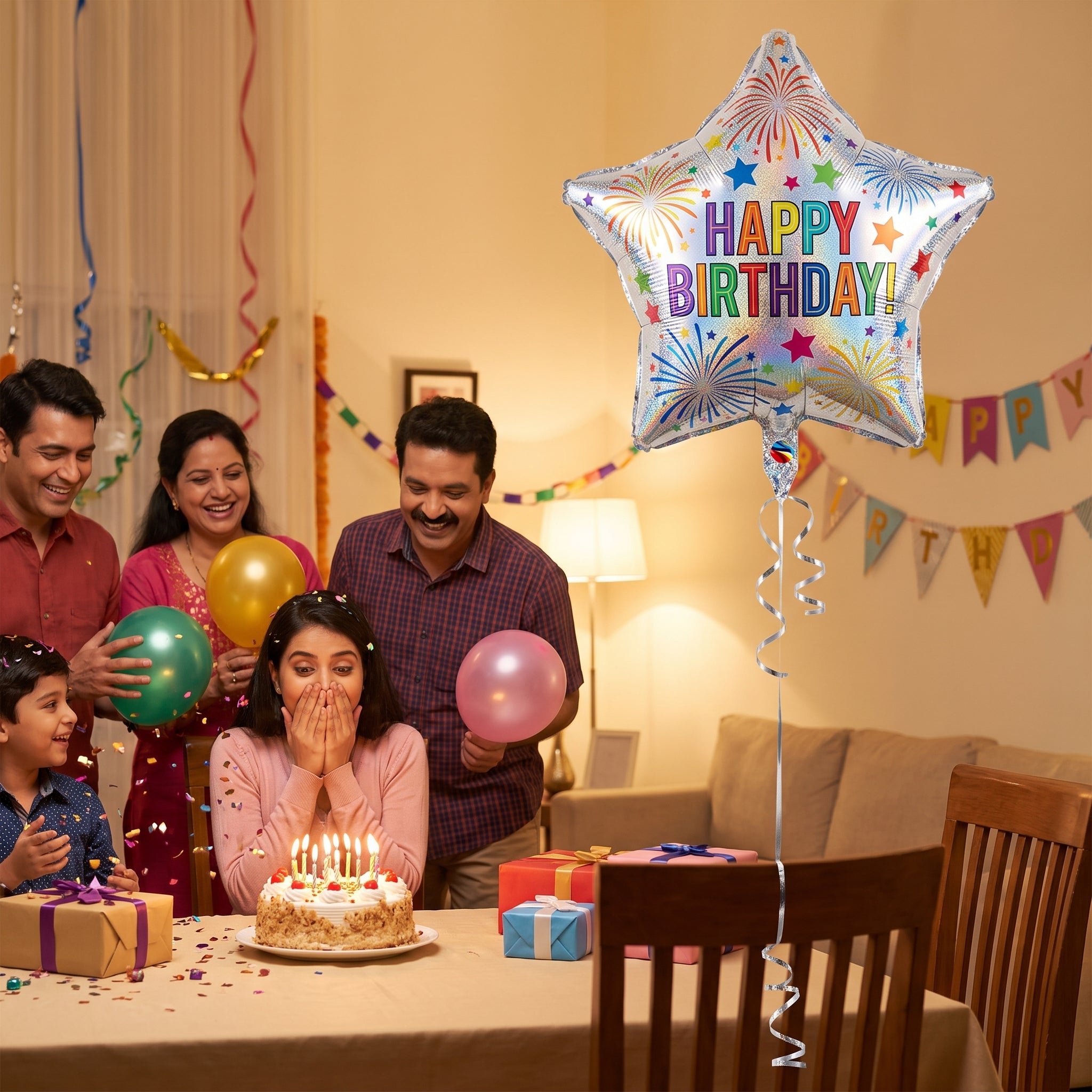 Star-Shaped Happy Birthday Foil Balloon