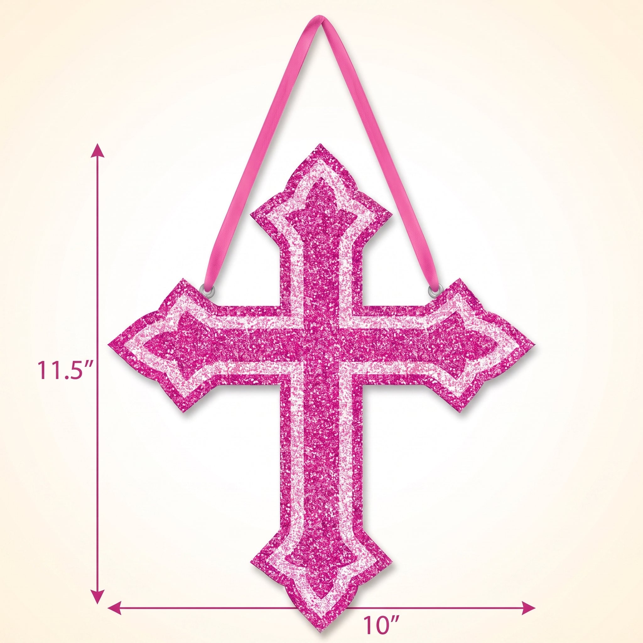 Pink Glitter Foam Cross Hanging Decoration for Religious Celebrations