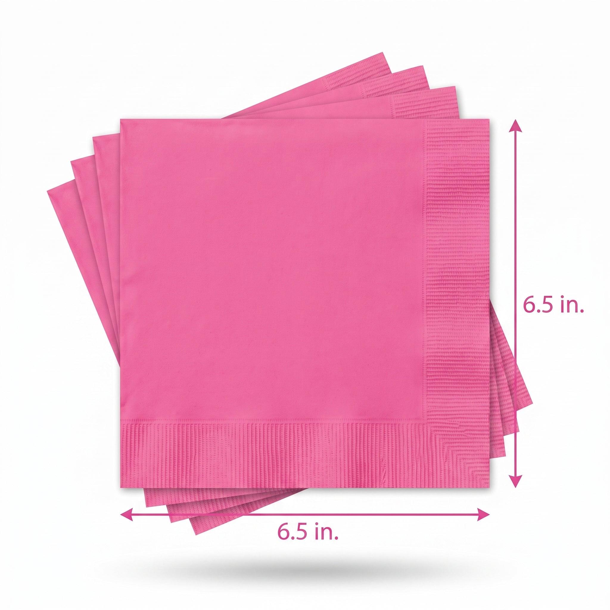 Bright Pink Luncheon Napkins - 6.5 in. x 6.5 in. - 50ct