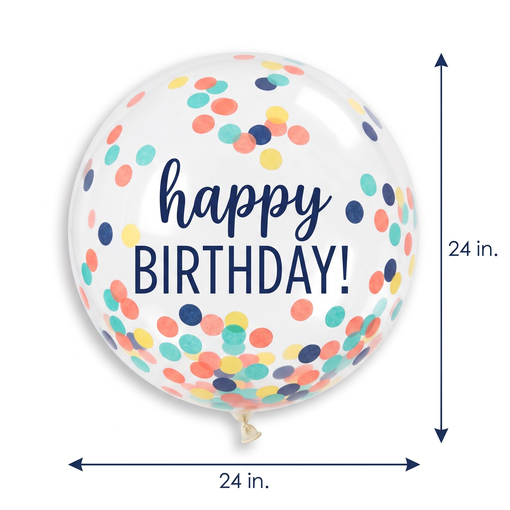 24-Inch Rainbow Confetti Latex Happy Birthday Balloon