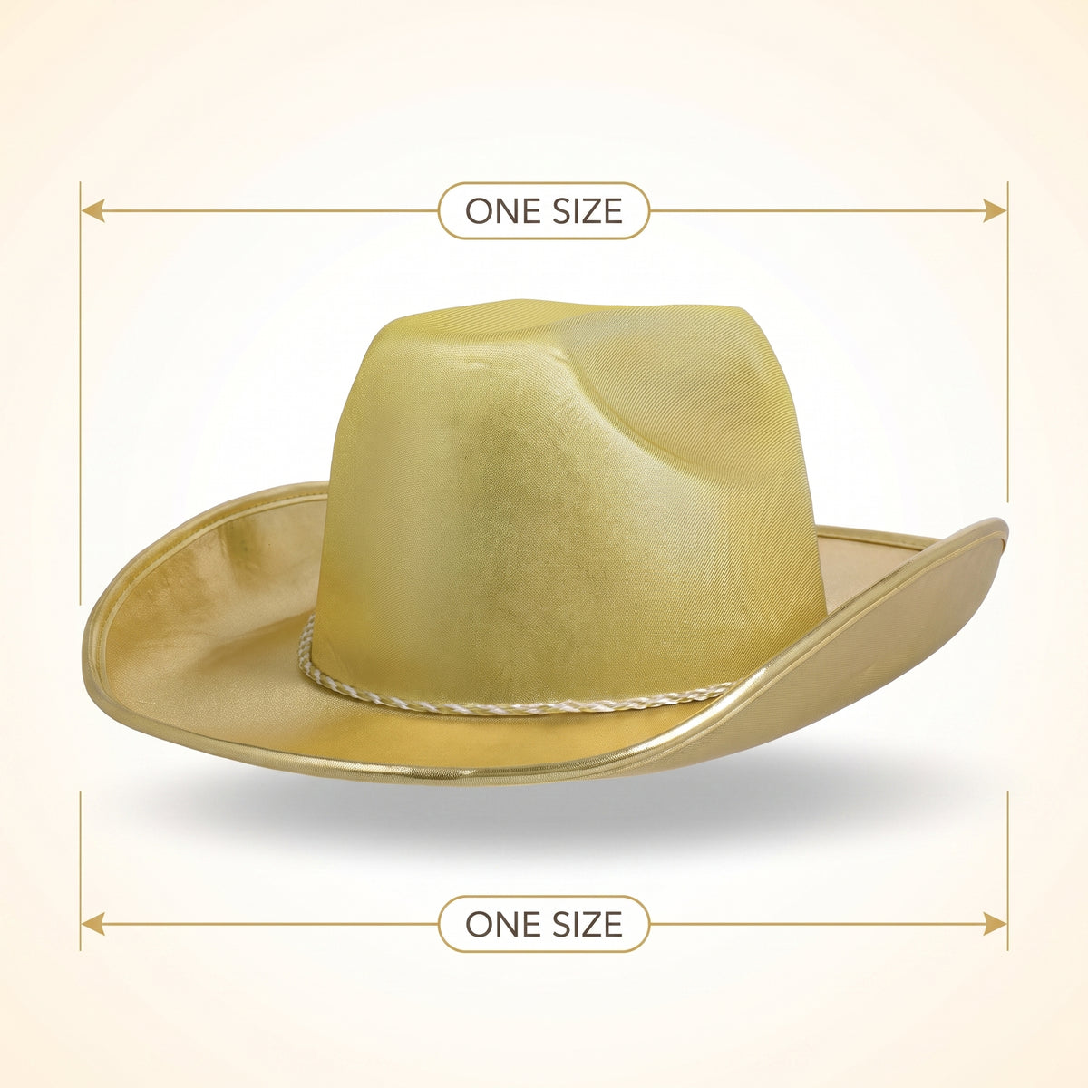 Gold Suede Cowboy Hat with Braided Cord - Perfect for Team Spirit Events