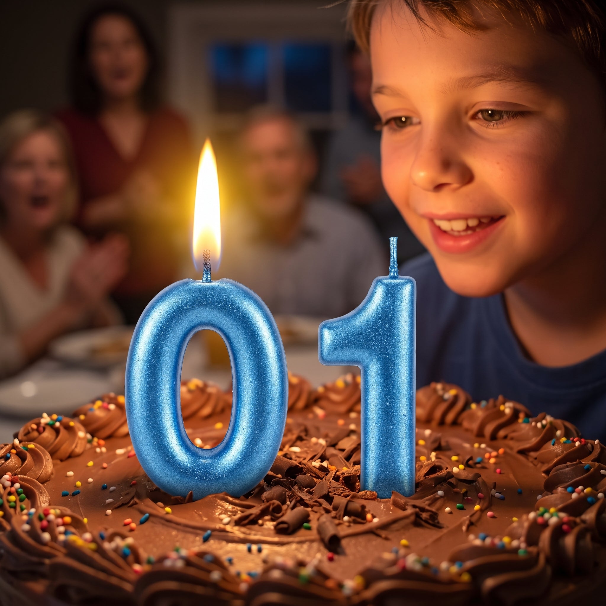 Metallic Blue Number 0 Birthday Candle
