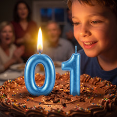 Metallic Blue Number 0 Birthday Candle