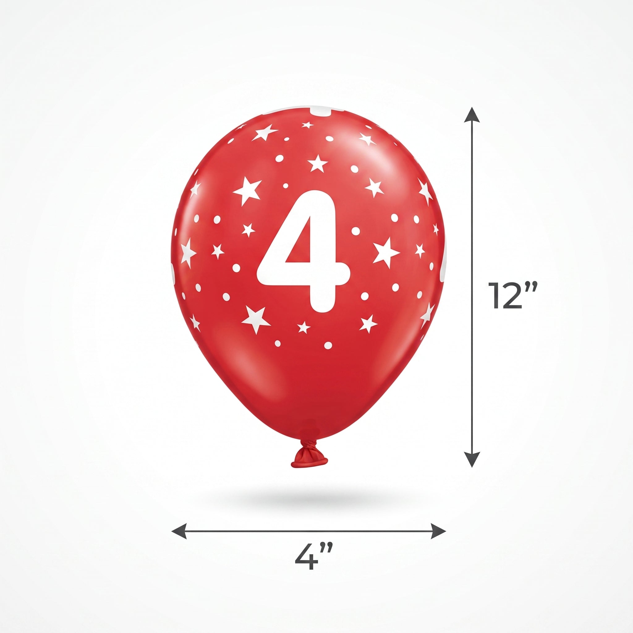 Colorful Printed Number 4 Latex Balloons - 12" Assorted