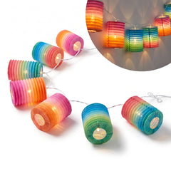 Summer Boho Multi-Color Light-Up Paper Lantern Garland, 10-ft