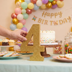 Glitter Gold Number 4 Sign, 10-Inch, for Birthday and Event Decorations