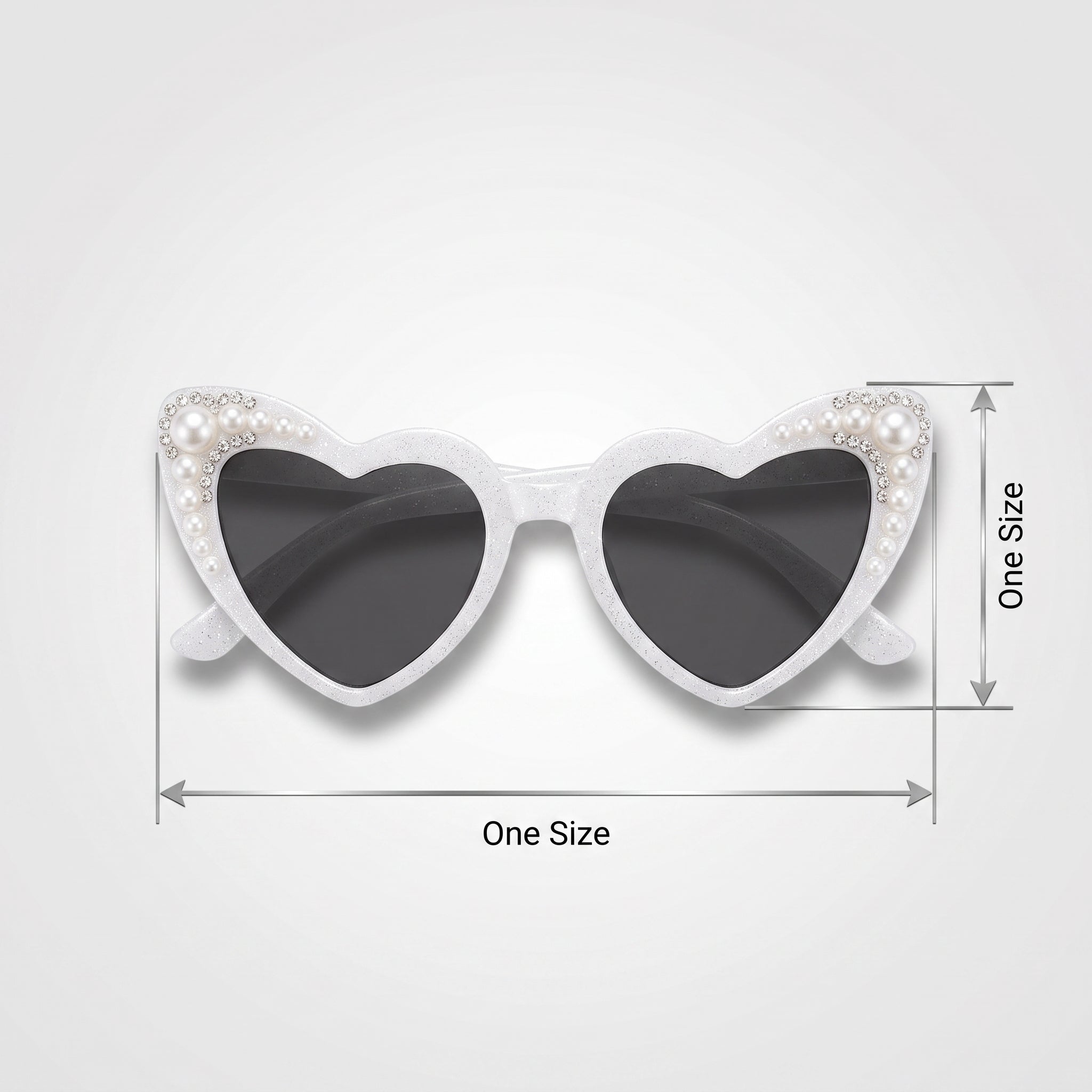 Bride's Heart-Shaped Pearl & Sparkle Sunglasses