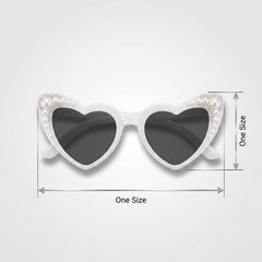 Bride's Heart-Shaped Pearl & Sparkle Sunglasses