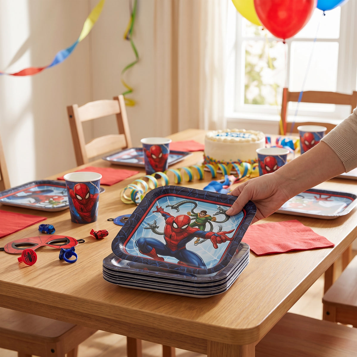 Spider-Man Webbed Wonder 7-Inch Square Dessert Plates, 8-Pack