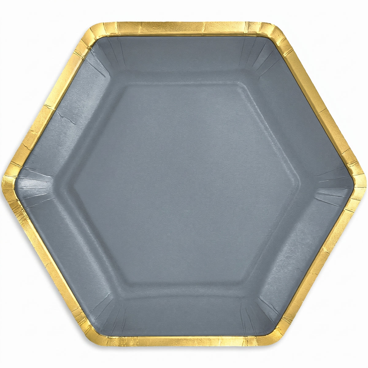 Elegant 7" Metallic Dark Gray Hexagon Plates