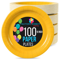 10 In. Yellow Paper Plates | 100 Count