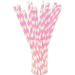 Pink Striped Paper Straws | 100 Count