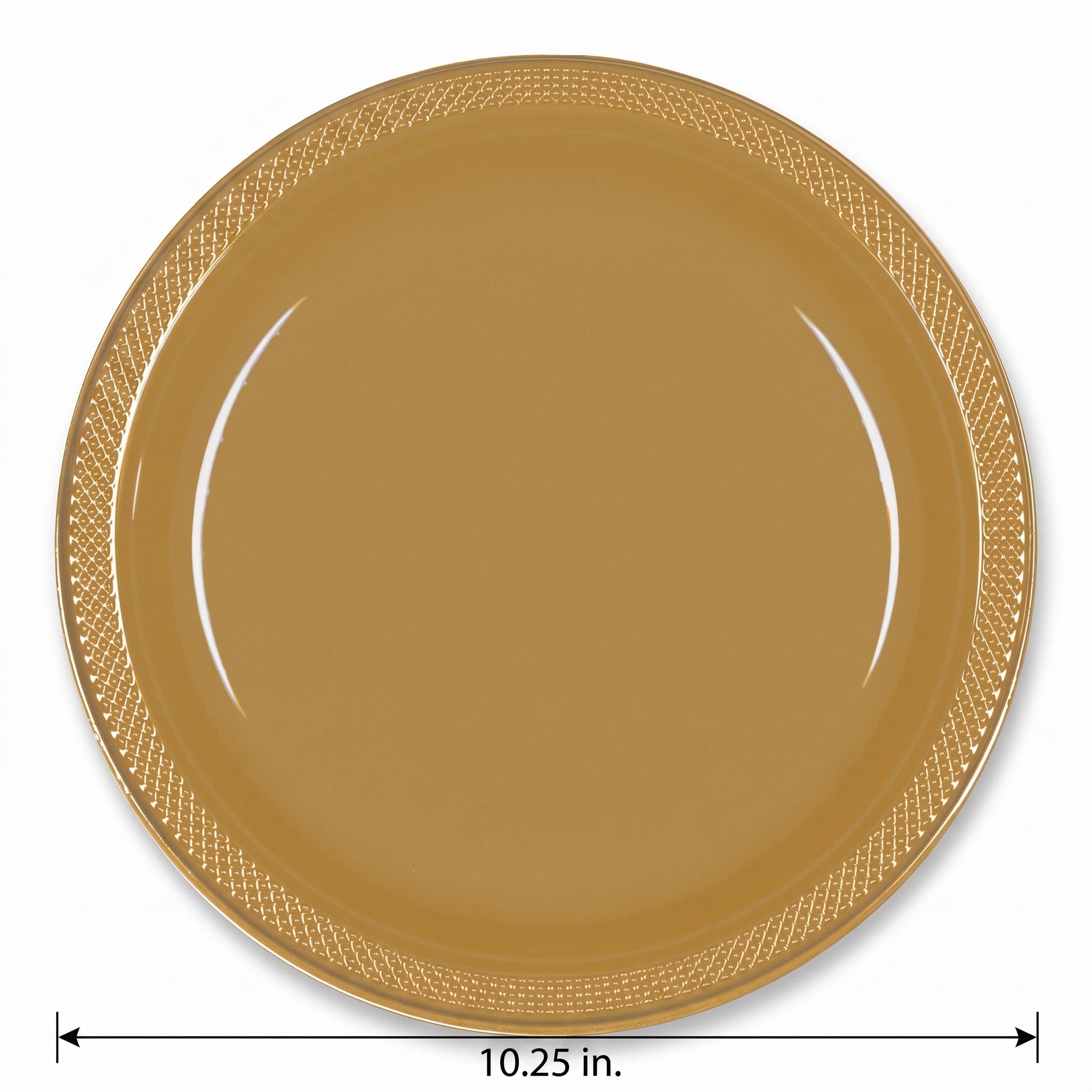 Elegant Gold 10.25" Round Plastic Dinner Plates - 20 Pack