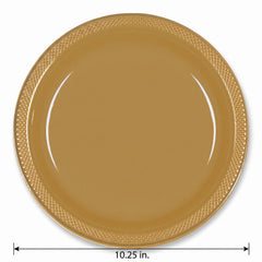 Elegant Gold 10.25" Round Plastic Dinner Plates - 20 Pack