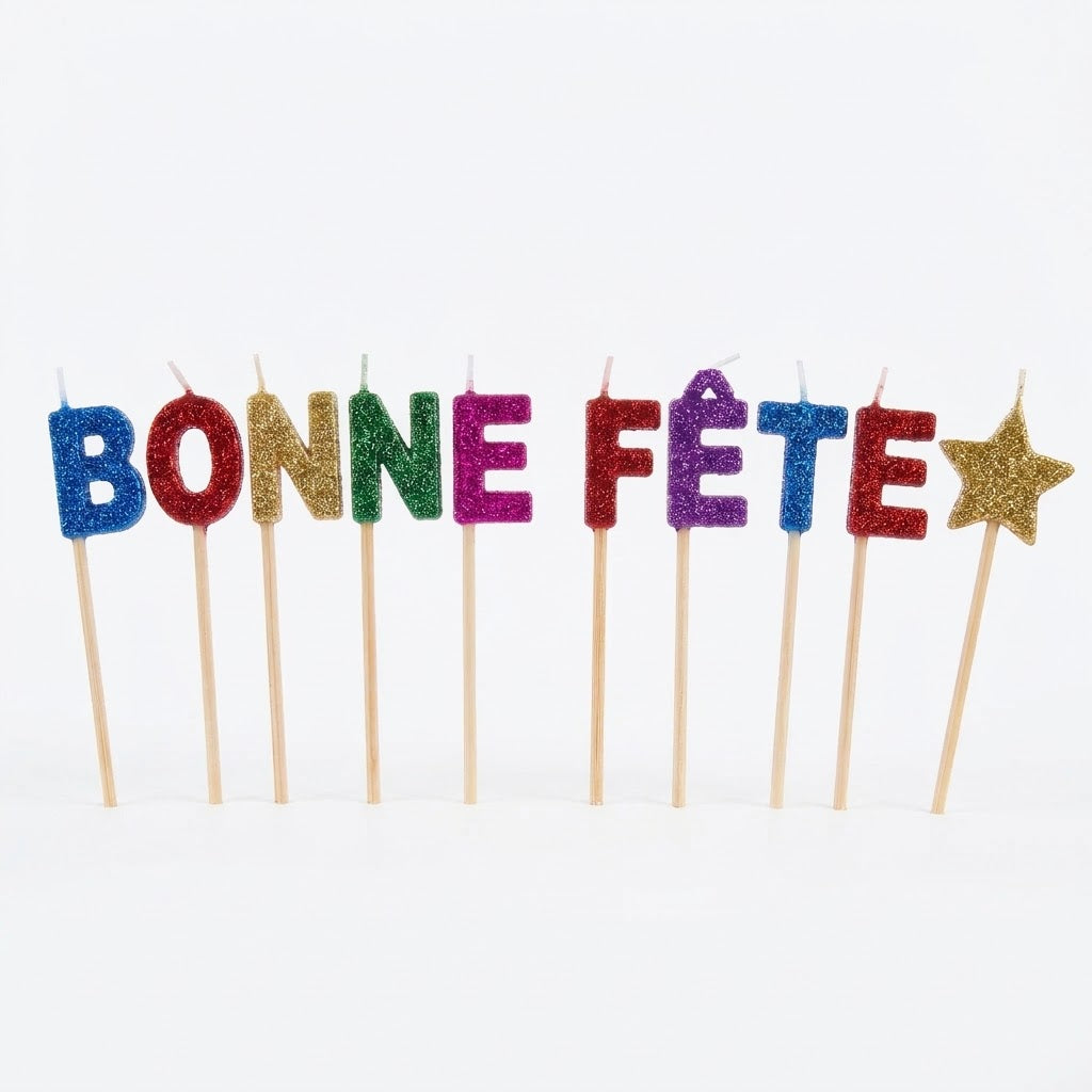 Bonne Fête Glitter Birthday Candle Picks | 10 Count