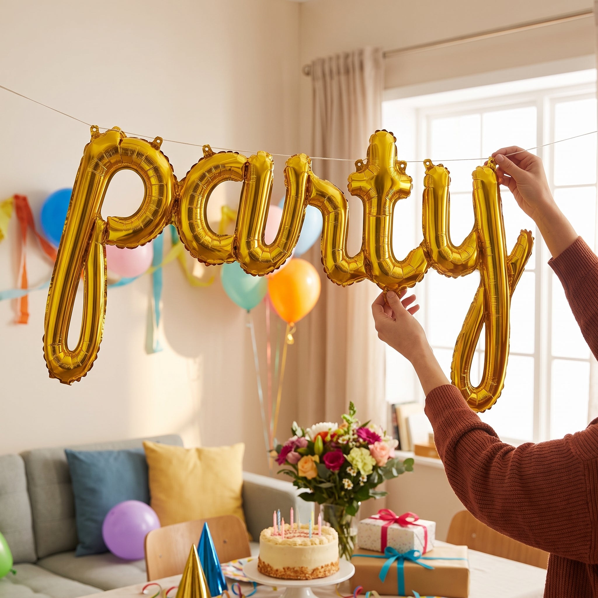 Gold Script Party Foil Balloon