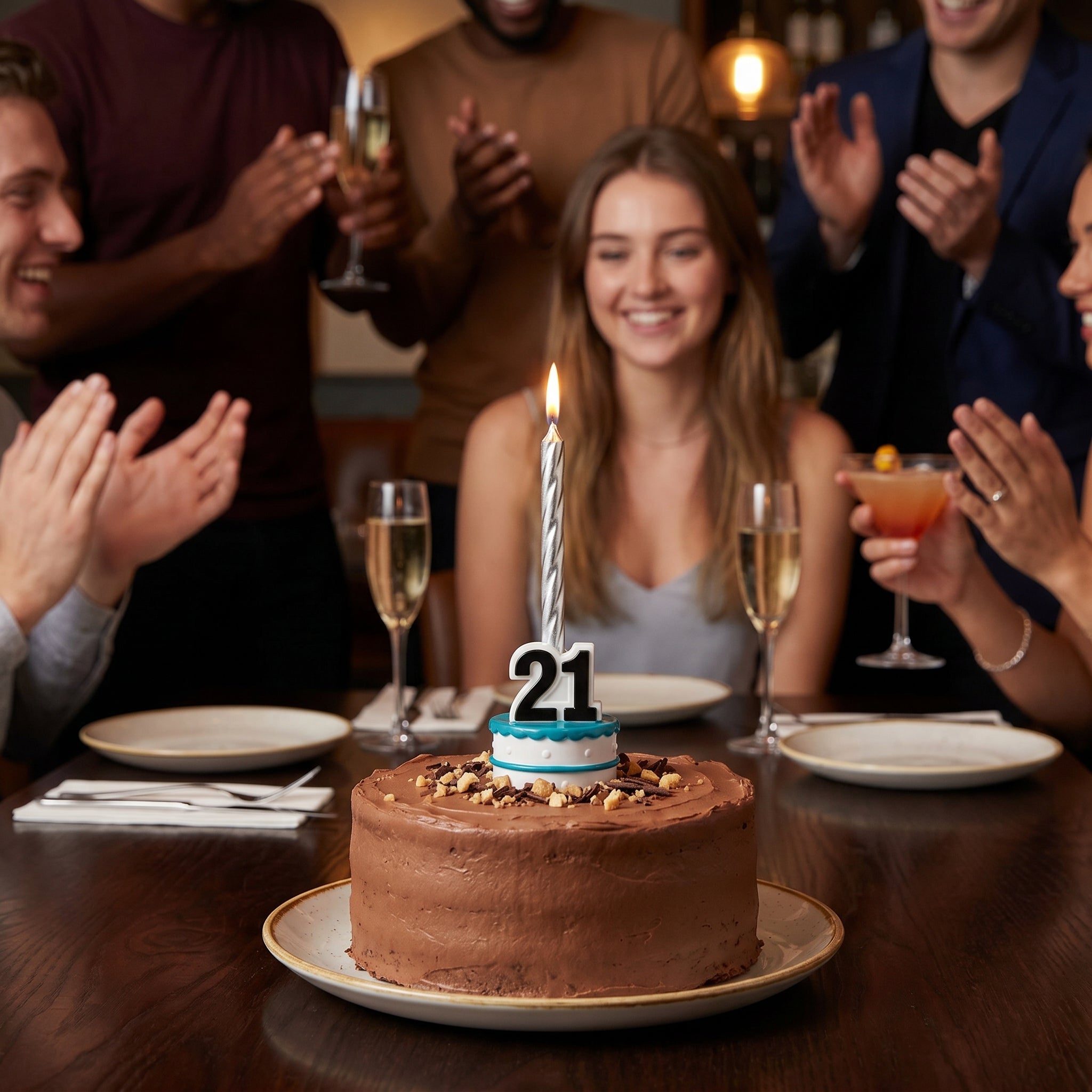 "Finally 21" Birthday Candle Holder with Candle