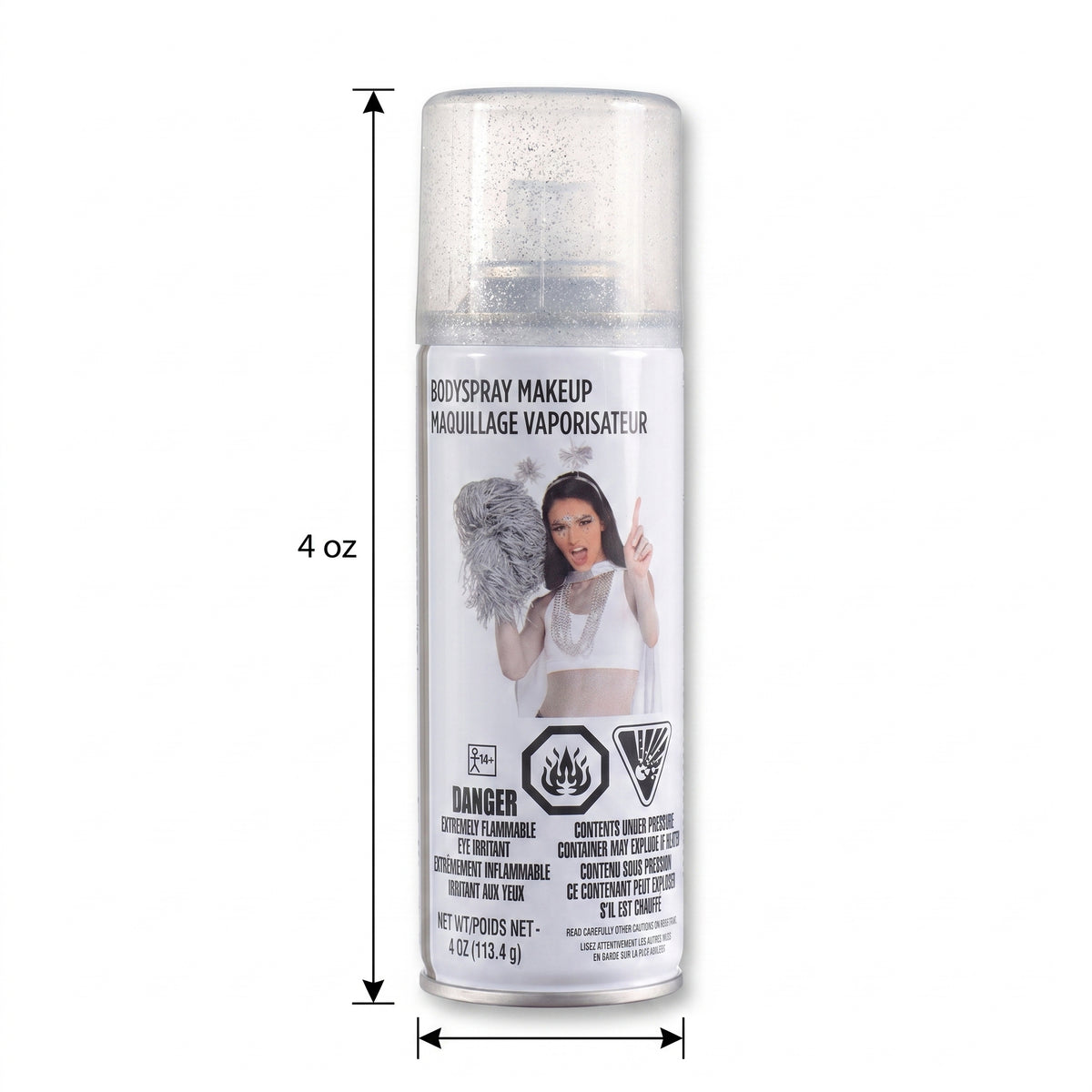 Silver Glitter Body Spray Makeup - 4 oz Halloween Costume Accessory