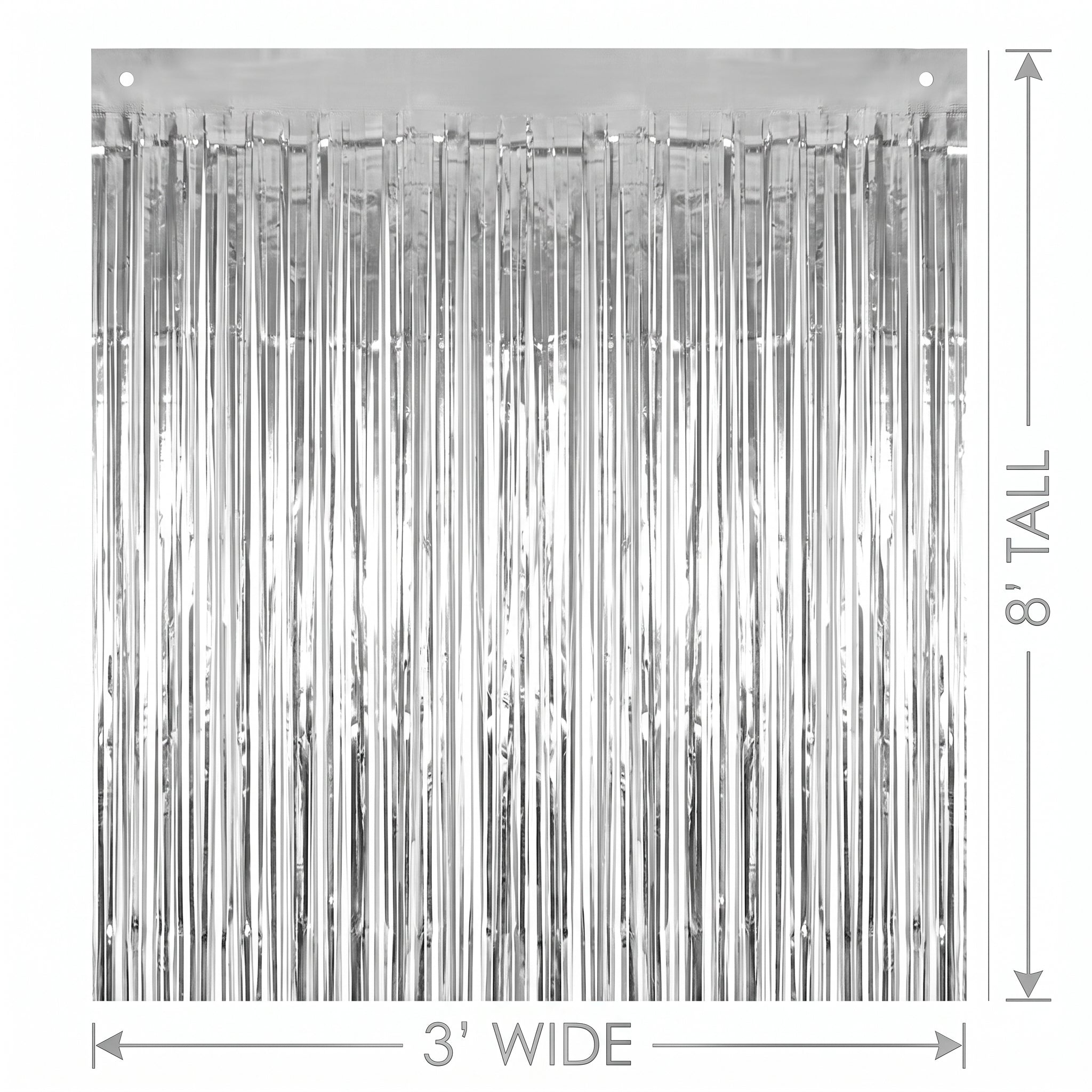 Shimmering Silver Metallic Curtain - 3' x 8'