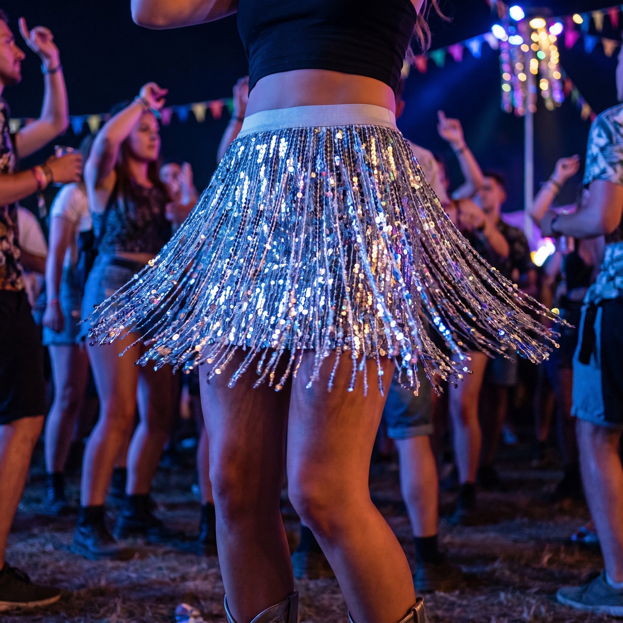 Silver Sparkle Party Skirt - S/M