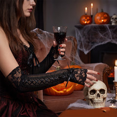 Fingerless Lace Corset Gloves - Perfect Halloween Accessory