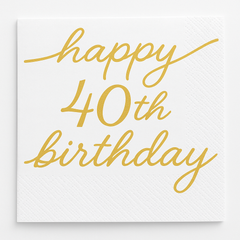 Golden Age "Happy 40th Birthday" Beverage Napkins - 16 Pack
