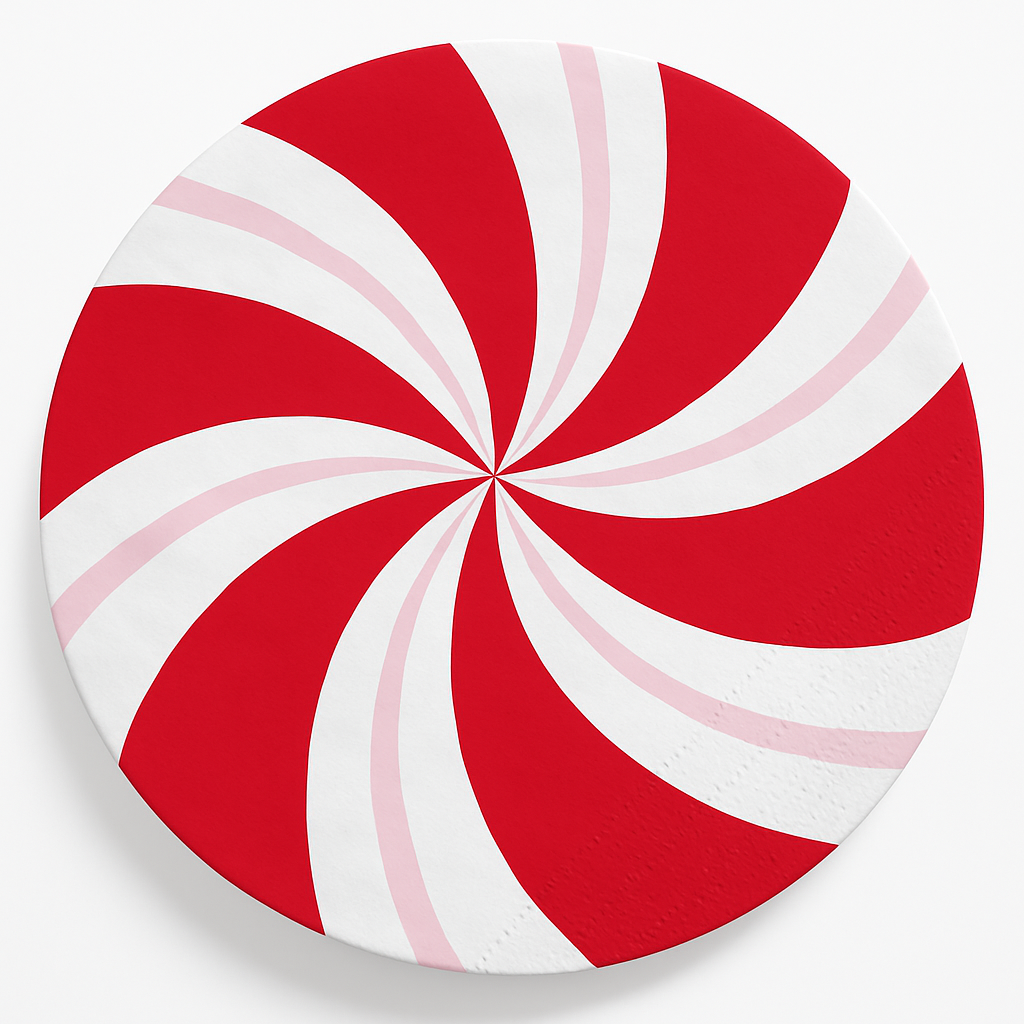 Peppermint Swirl Christmas Beverage Napkins - 16 Pack