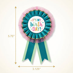 Happy Cake Day Birthday Award Ribbon, Pink/Green