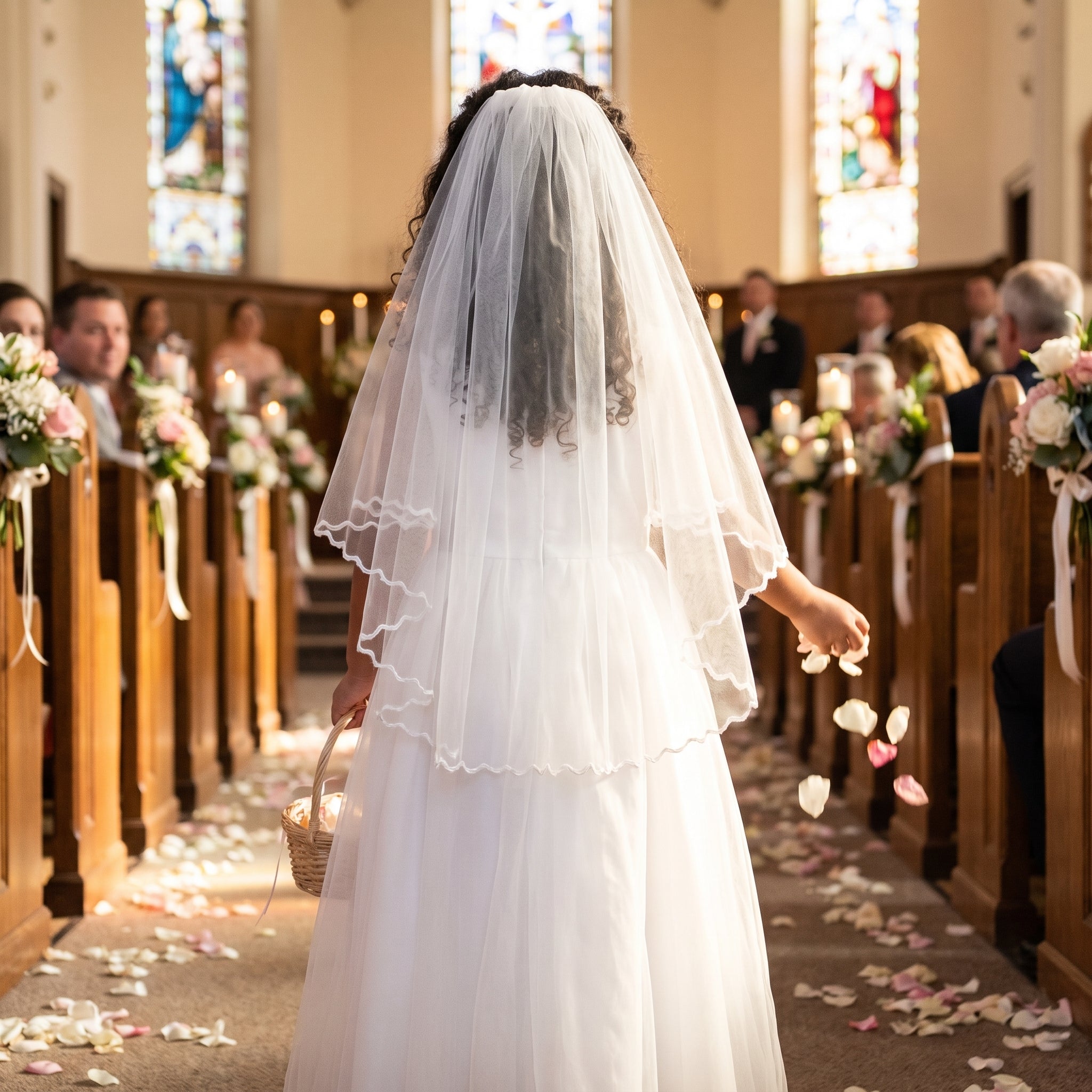 White Double Layer Tulle Veil for Kids - Perfect for Weddings and Special Events