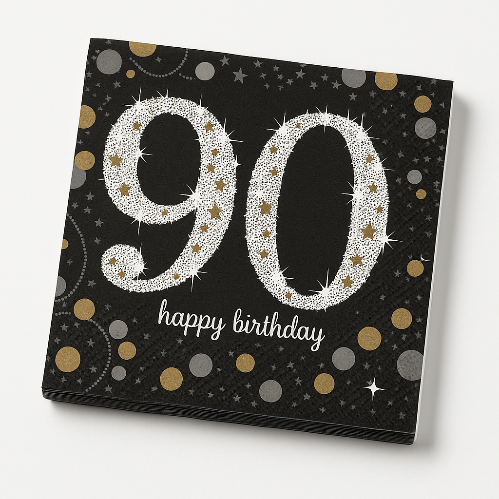 Sparkling Celebration 90th Birthday Beverage Napkins, 16-Pack