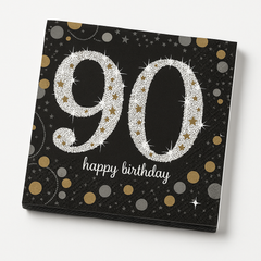 Sparkling Celebration 90th Birthday Beverage Napkins, 16-Pack