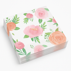 Floral Baby Beverage Napkins - 5" Square, 16-Pack