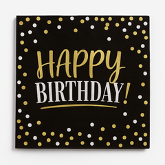 Black & Gold Birthday Beverage Napkins