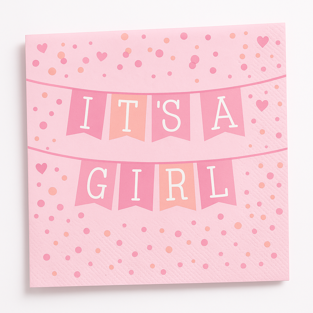 It's a Girl Baby Shower Beverage Napkins