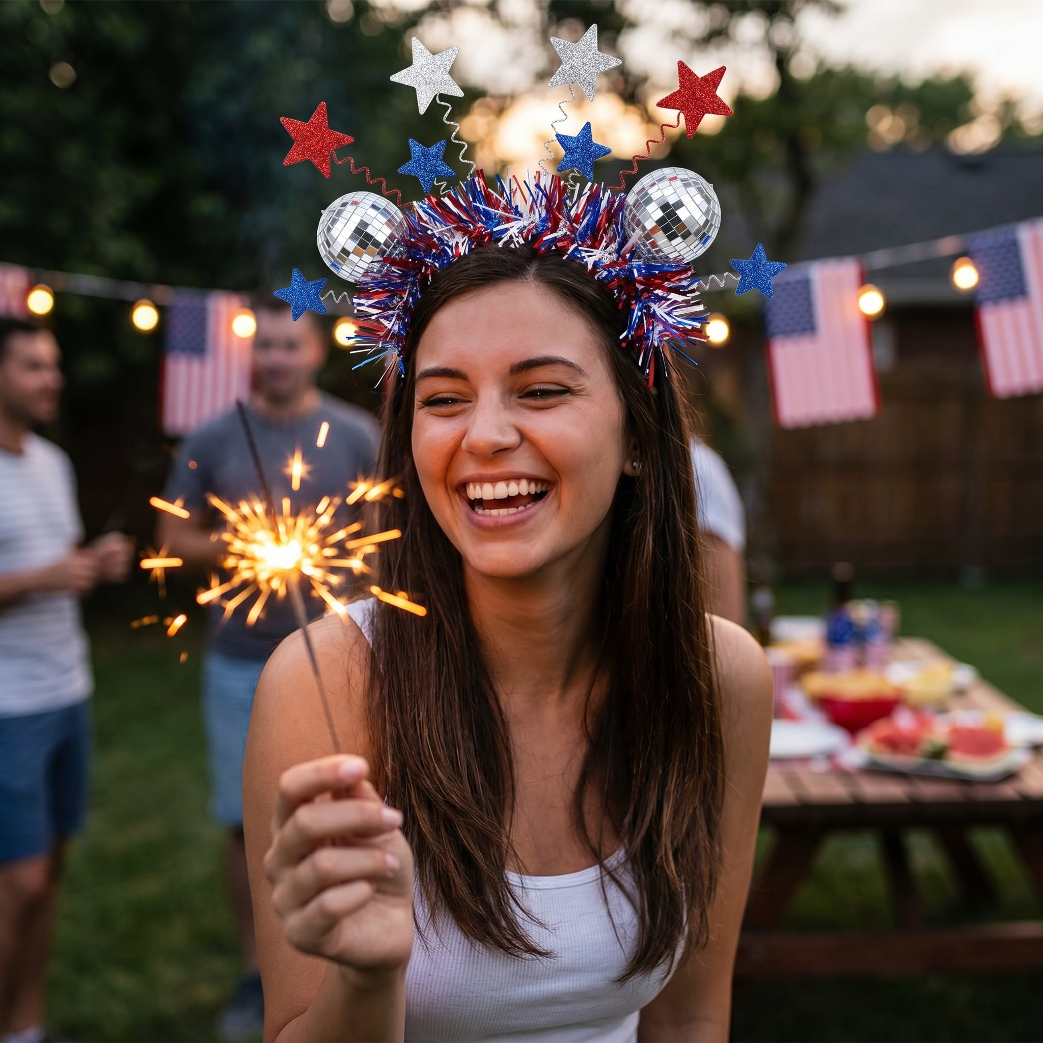 Deluxe Patriotic Disco Ball Headband
