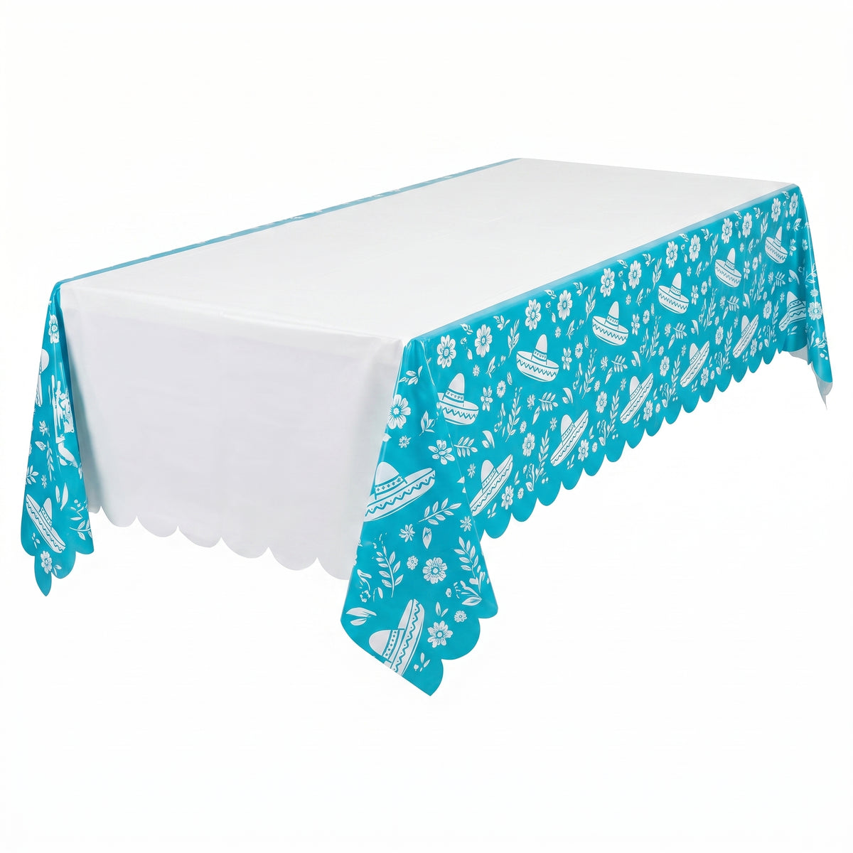 Viva La Fiesta Plastic Table Cover with Scalloped Edge, 54x102 Inches