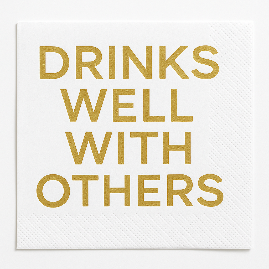 Drinks Well With Others Foil Stamped Beverage Napkins, 20-Count